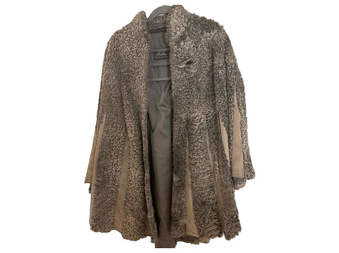 Autre Marque Grey broadtail and suede coat