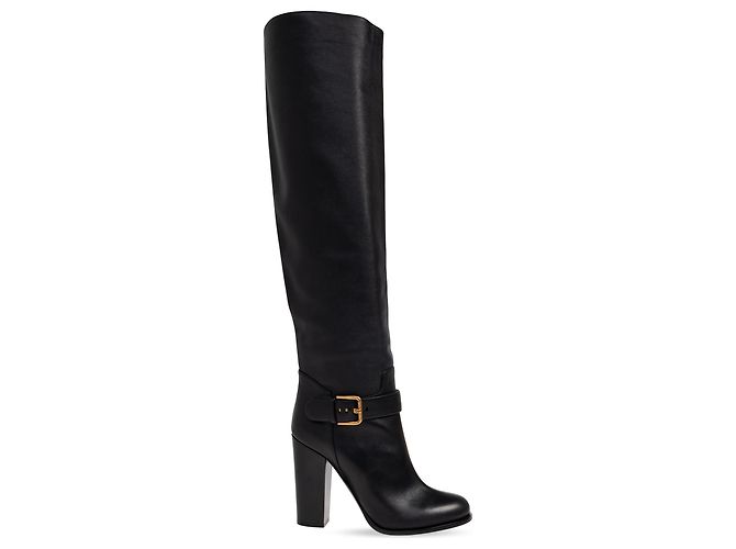 Dolce & Gabbana Lederstiefel mit Absatz in Schwarz