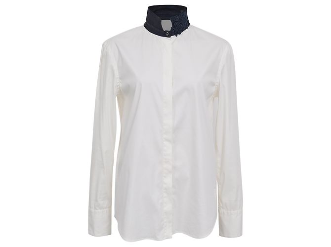 Camicia con collo decorato Brunello Cucinelli in cotone bianco