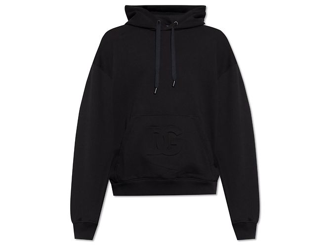 Dolce & Gabbana Schwarzer Baumwoll Hoodie mit DG Logo