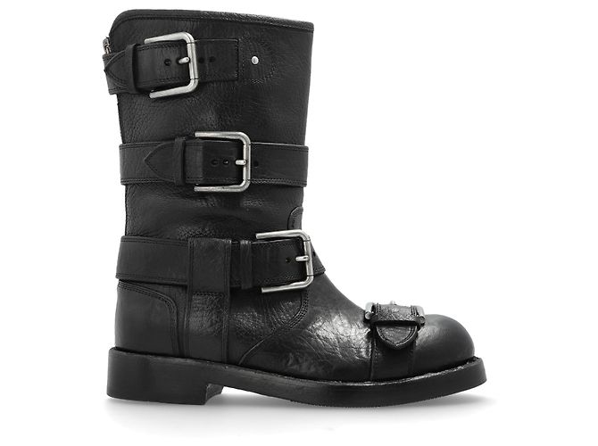 Botas de couro preto com fivelas Dolce & Gabbana