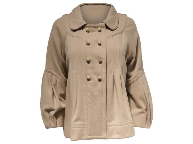 Marc by Marc Jacobs Double-Breasted Short Jacket in Beige Cotton