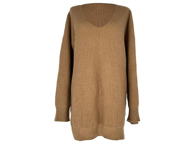 Stella Mc Cartney Stella Mccartney Strickpullover mit Rundhalsausschnitt aus brauner Wolle