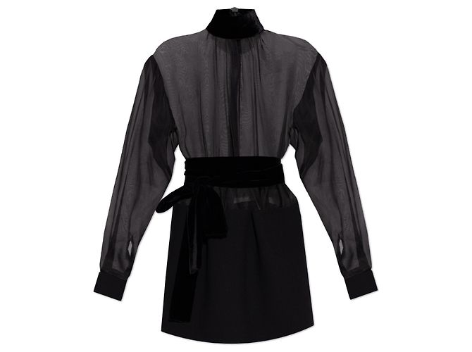 Dolce & Gabbana Transparentes Kleid mit Samtgürtel