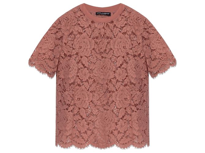 Top de renda rosa Dolce & Gabbana