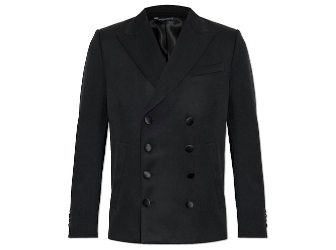 Dolce & Gabbana Black Wool Double Breasted Blazer