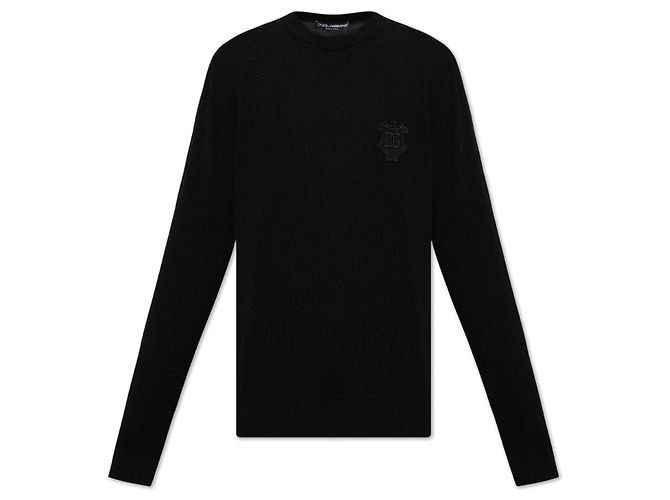 Pull en cachemire noir avec logo Dolce & Gabbana