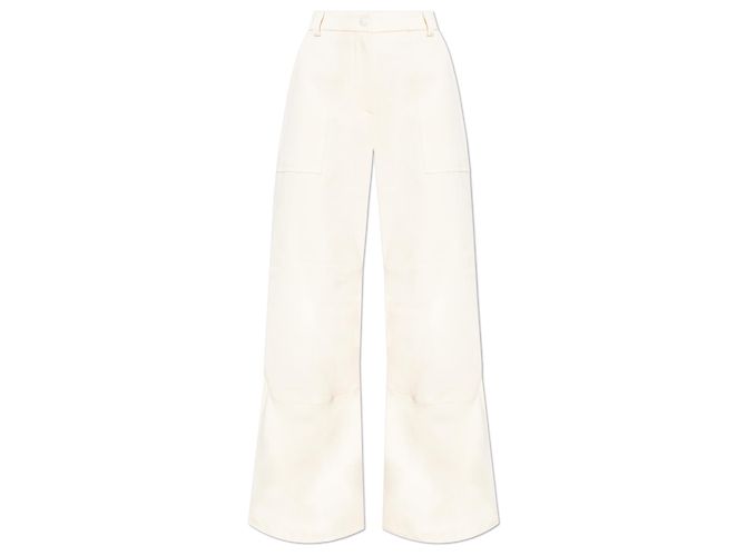 Pantalones anchos Moncler de algodón crema