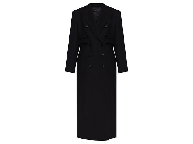 Dolce & Gabbana Black Wool Double Breasted Coat