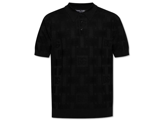 Dolce & Gabbana Silk Polo Black