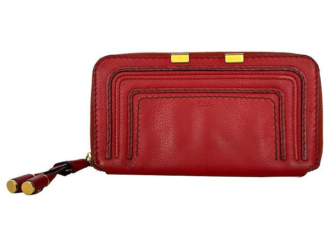 Chloé Marcie Zip-Around Wallet in Red Leather