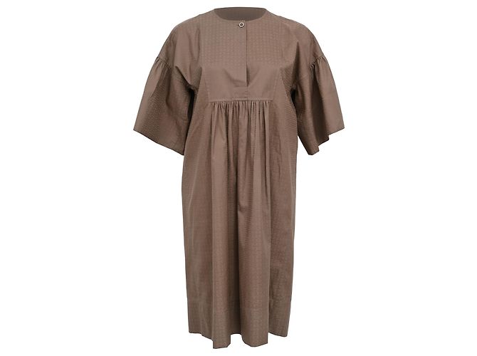 Abito midi in jacquard Hermès in cotone marrone
