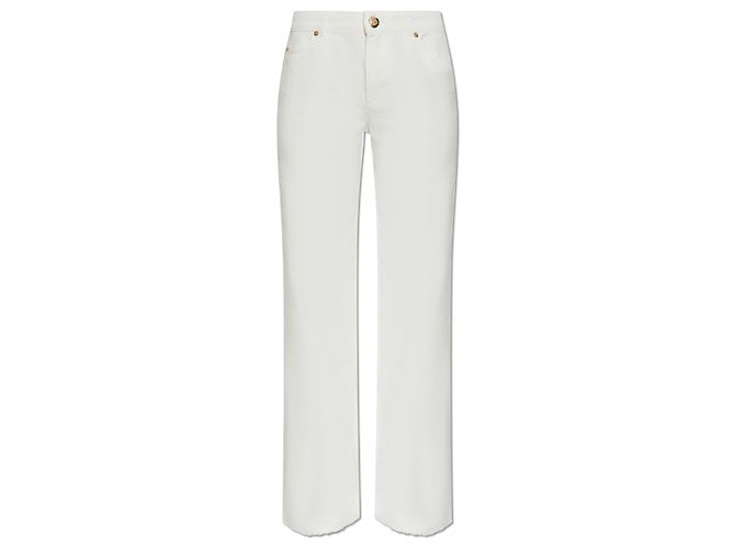 Balmain jeans a gamba dritta bianchi in cotone