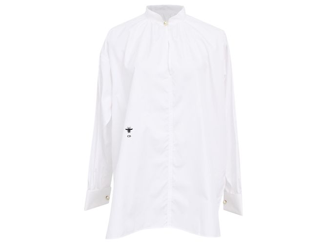 Camicia Dior a collo mandarino in cotone bianco