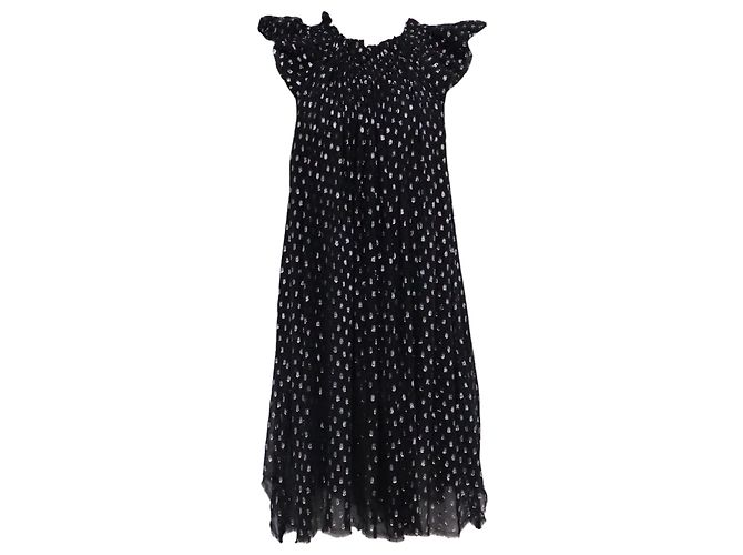 Isabel Marant Mini-Kleid mit Rüschen aus schwarzer Seide