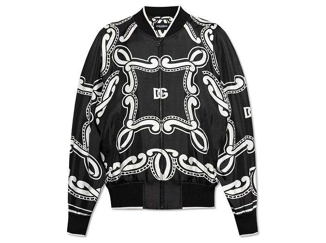 Dolce & Gabbana Giacca bomber in seta nera