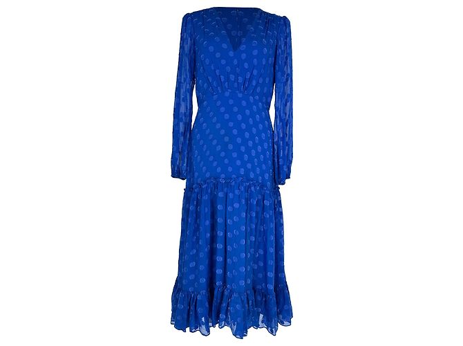 Autre Marque Vestido midi Saloni Devon em seda azul