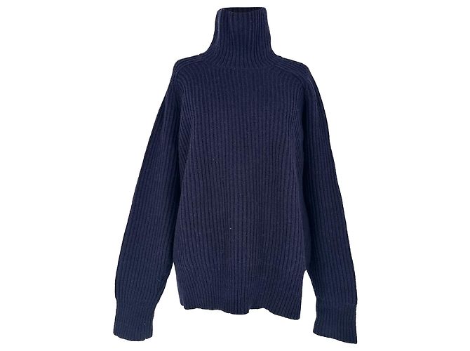Ami Rollkragenpullover aus Wolle in Marineblau