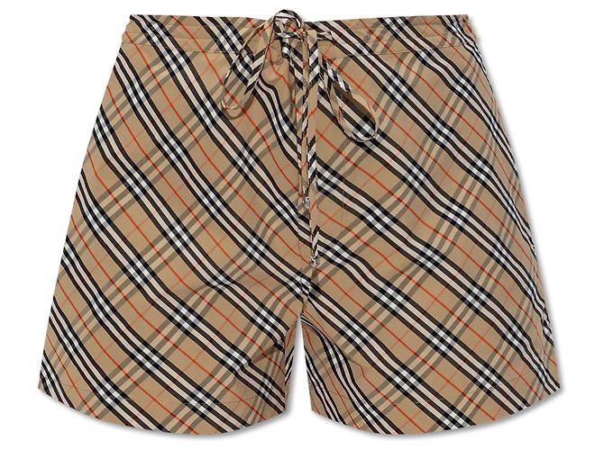Shorts Burberry de algodão padrão check bege