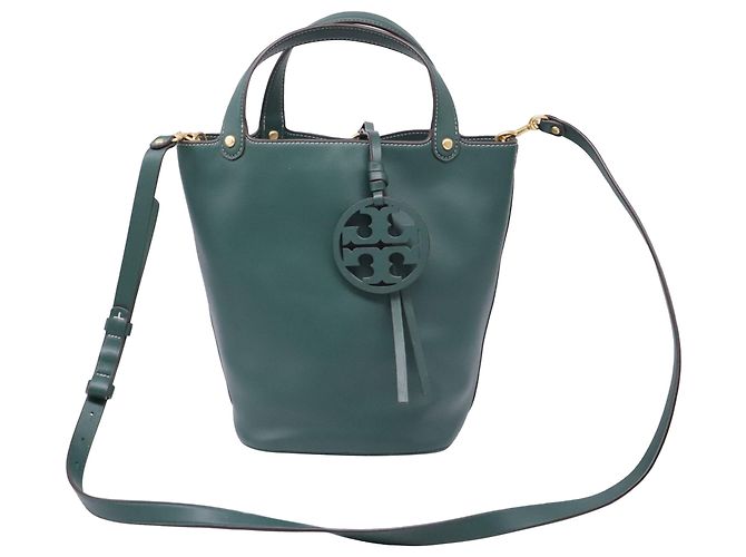 Bolsa Mini Bucket Miller Tory Burch em couro verde
