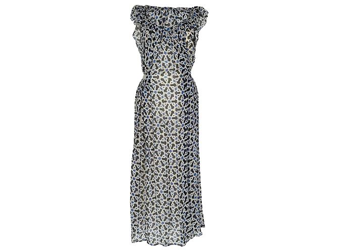Abito fluido astratto Prada in chiffon multicolore