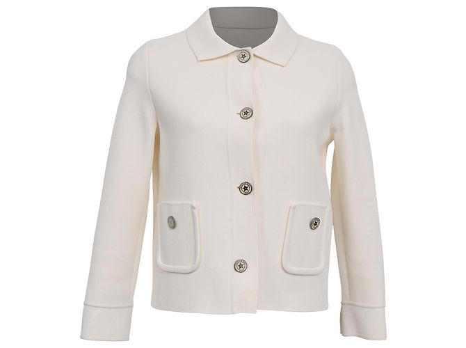 Dior Buttoned Cropped Jacket in White Viscose