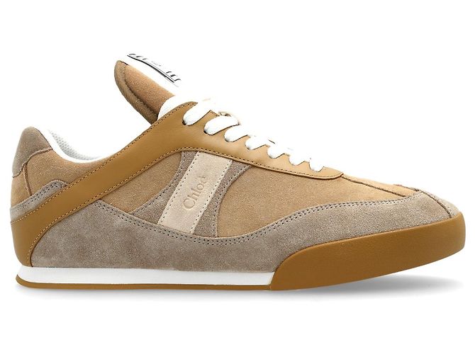 Baskets Chloé Kick en cuir beige et marron