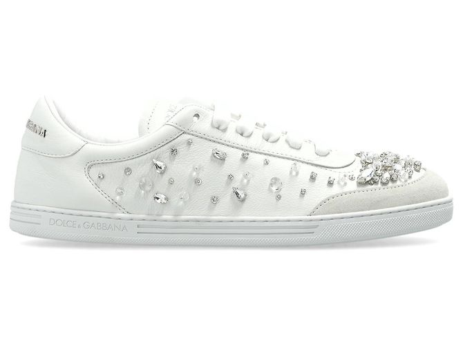 Dolce & Gabbana Sneakers in pelle bianca e cristalli