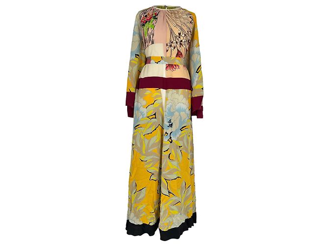 Abito maxi a maniche lunghe stampato Etro in seta multicolore