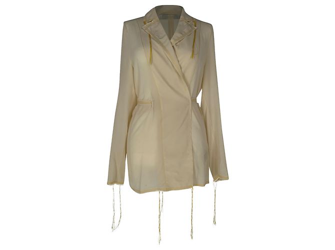 Giacca wrap trasparente Acne Studios in seta giallo pastello