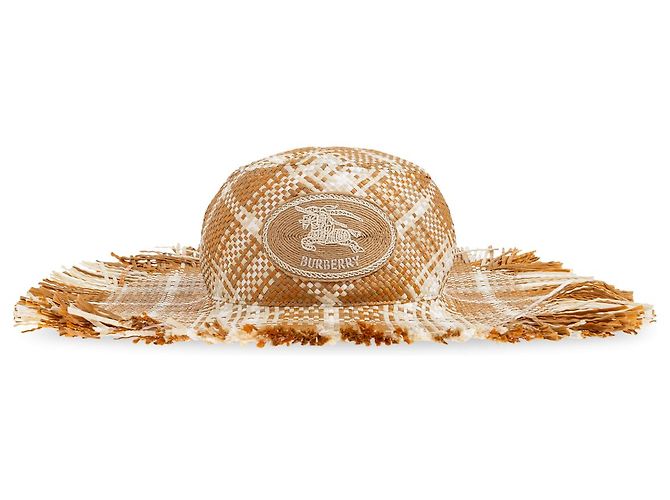 Cappello di paglia Burberry con motivo check e logo