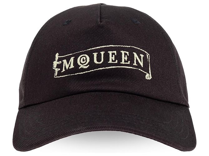Alexander McQueen Baseball Cap aus schwarzer Baumwolle