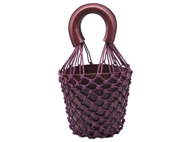 Borsa a secchiello mini Staud Moreau in pelle bordeaux