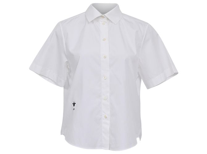 Camisa curta com botões Dior em algodão branco