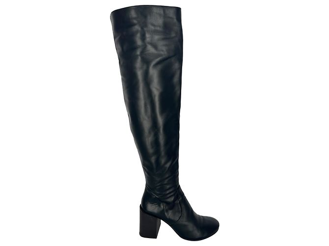 Botas altas de tacón bloque Acne Studios en piel negra