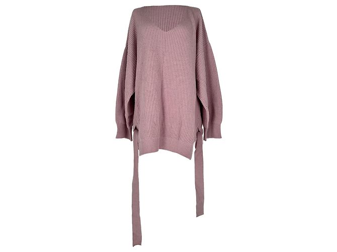 Stella Mc Cartney Stella Mccartney Strickpullover mit Bindegürtel aus rosa Wolle