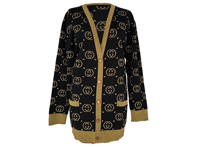 Gucci Jacquard-Cardigan aus schwarzer Wolle