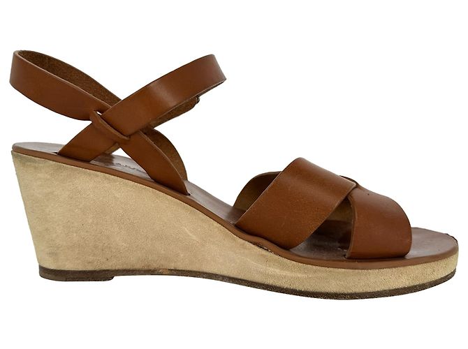 Apc Sandales compensées Judith A.P.C. en cuir marron