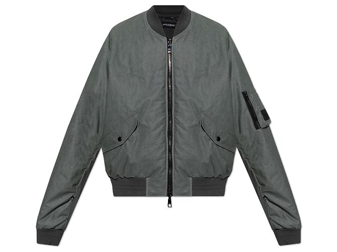 Dolce & Gabbana Leinen Bomberjacke Grau