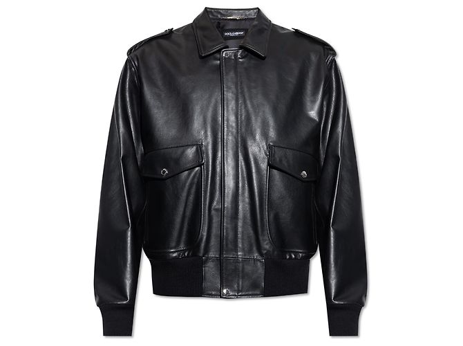 Dolce & Gabbana Lederjacke Schwarz