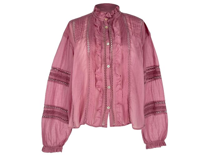 Isabel Marant Etoile Bluse mit Rüschen aus rosa Baumwolle