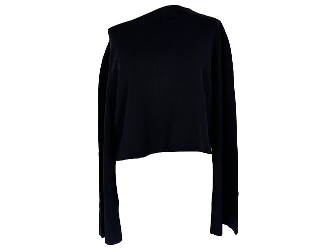 Theory Asymmetrisches Off-Shoulder-Top aus schwarzem Acetat