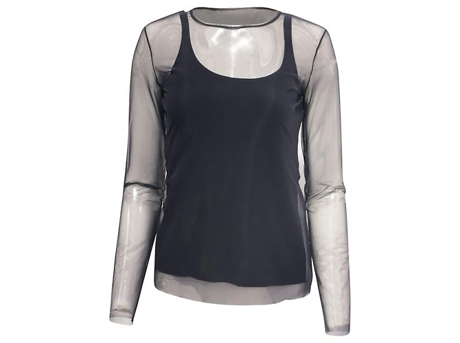 Max Mara Mesh Layer Top aus schwarzem Polyamid