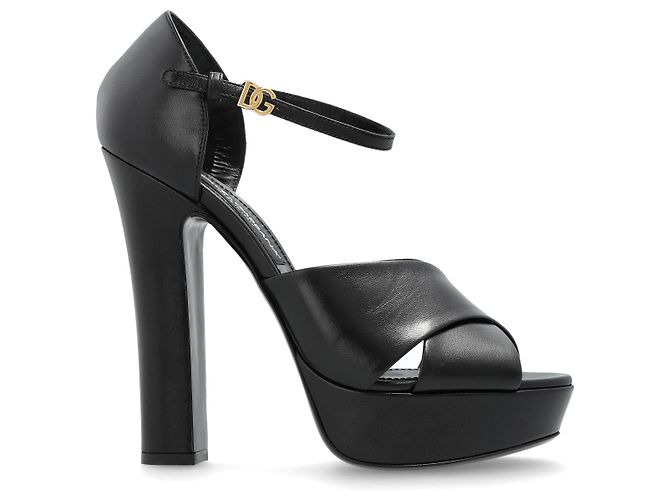 Sandali con plateau in pelle nera Dolce & Gabbana