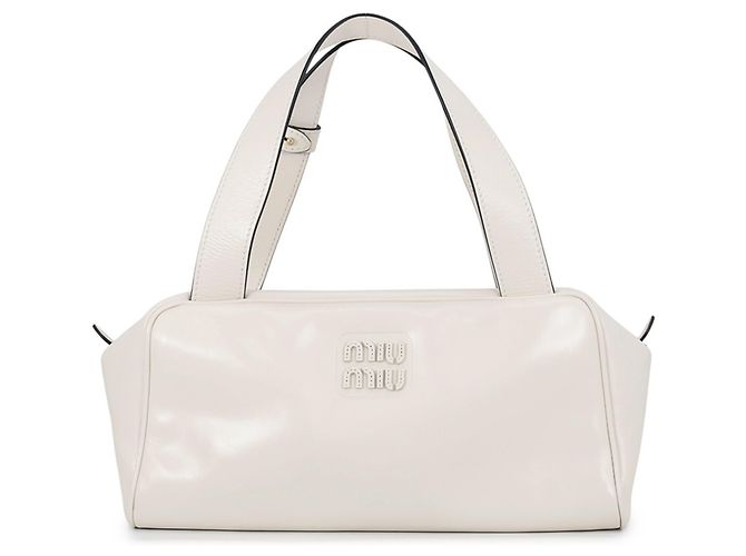 mala de mão Bowling em couro Miu Miu em White
