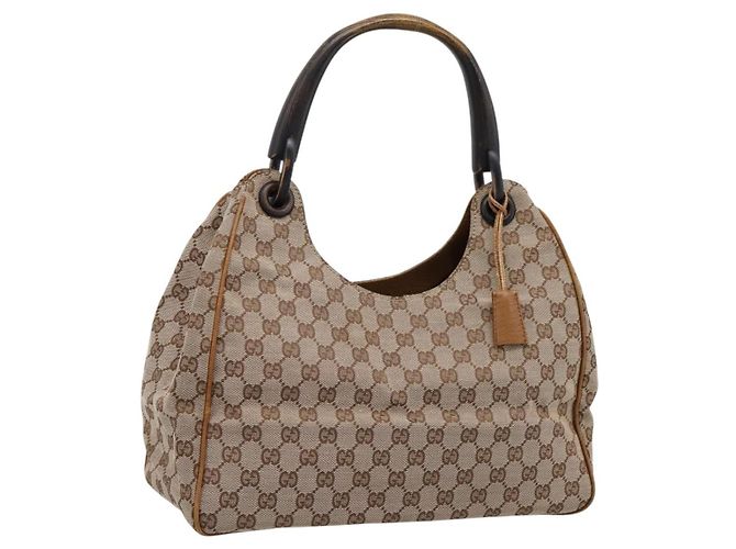 Gucci Vintage Bamboo Handle GG Canvas Medium