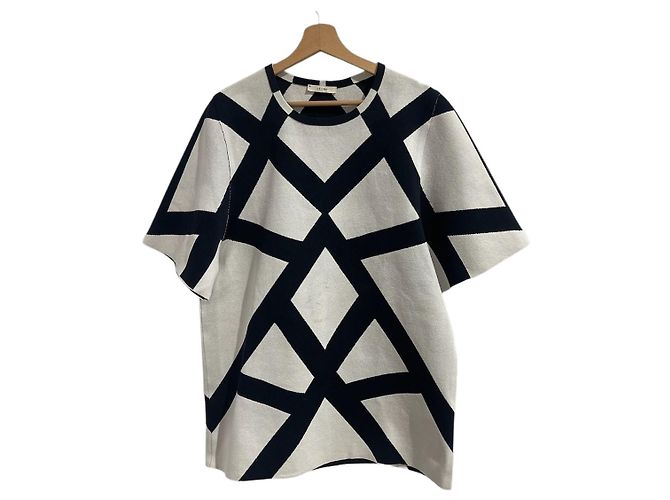 Céline T-Shirt Kleid Weiß Geometrischer Print