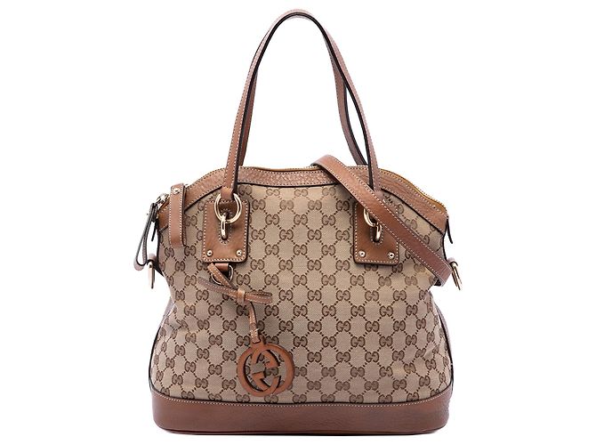 Borsa Dome Medium GG Canvas con charm Gucci Beige