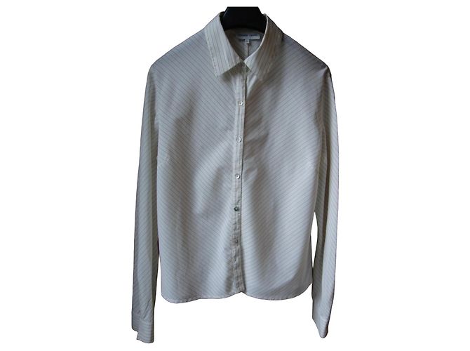 Gerard Darel Camisa de Algodón a Rayas Blanco/Marrón