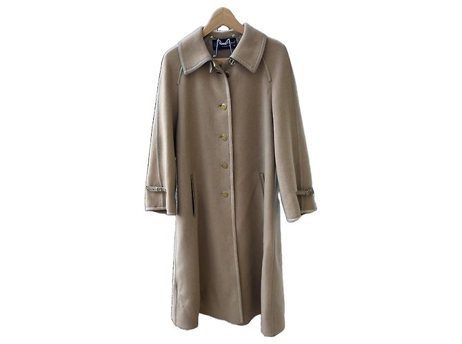 Louis Féraud Abrigo Largo de Lana Beige